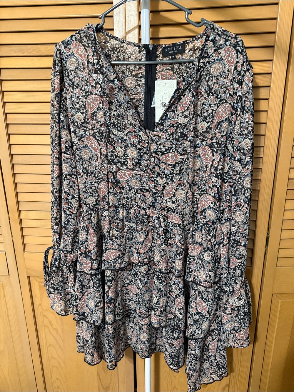In The Style Black Paisley Tiered Blouse